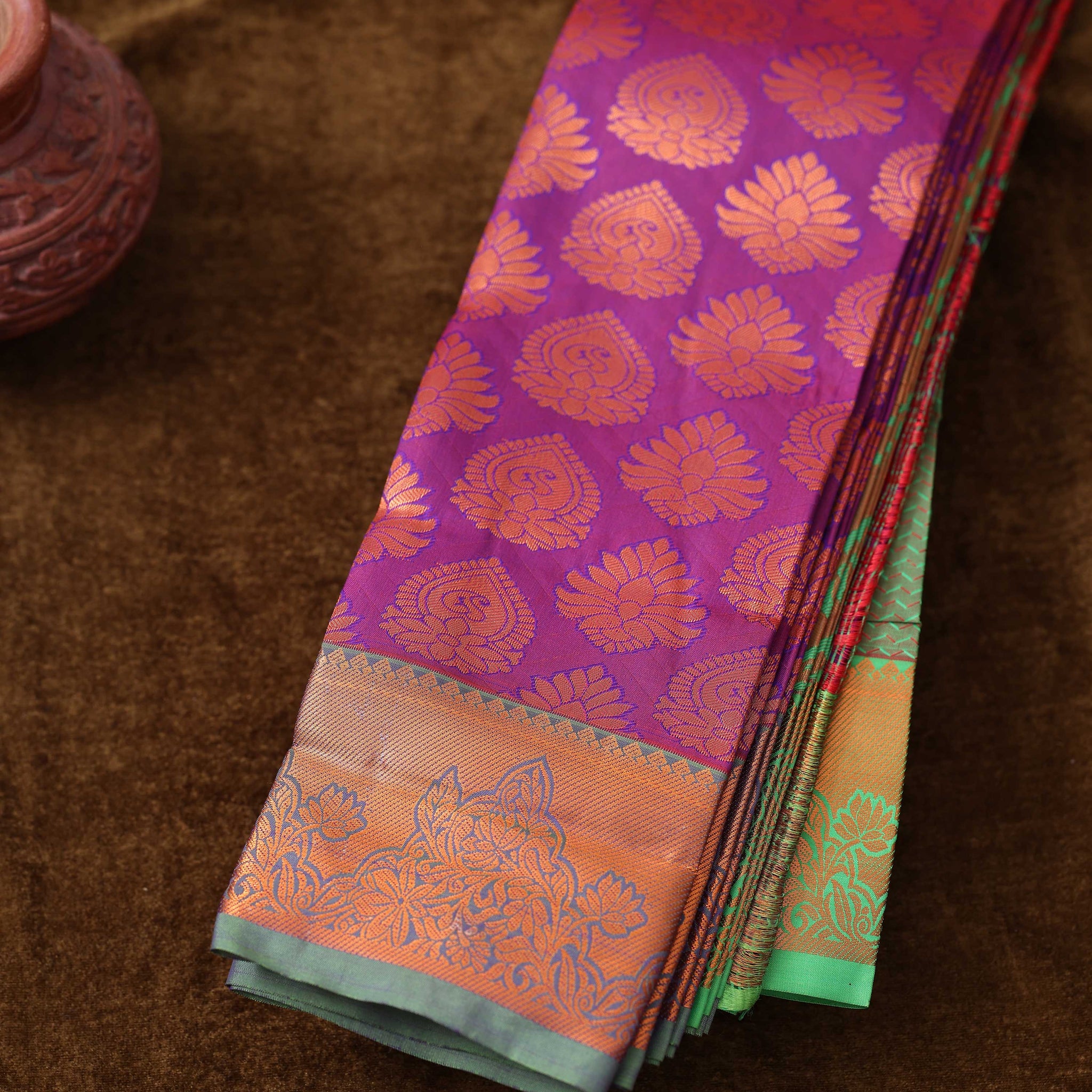 Purple Colour Copper Zari Aparna Saree