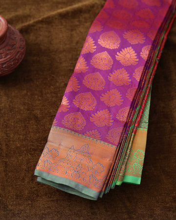 Purple Colour Copper Zari Aparna Saree