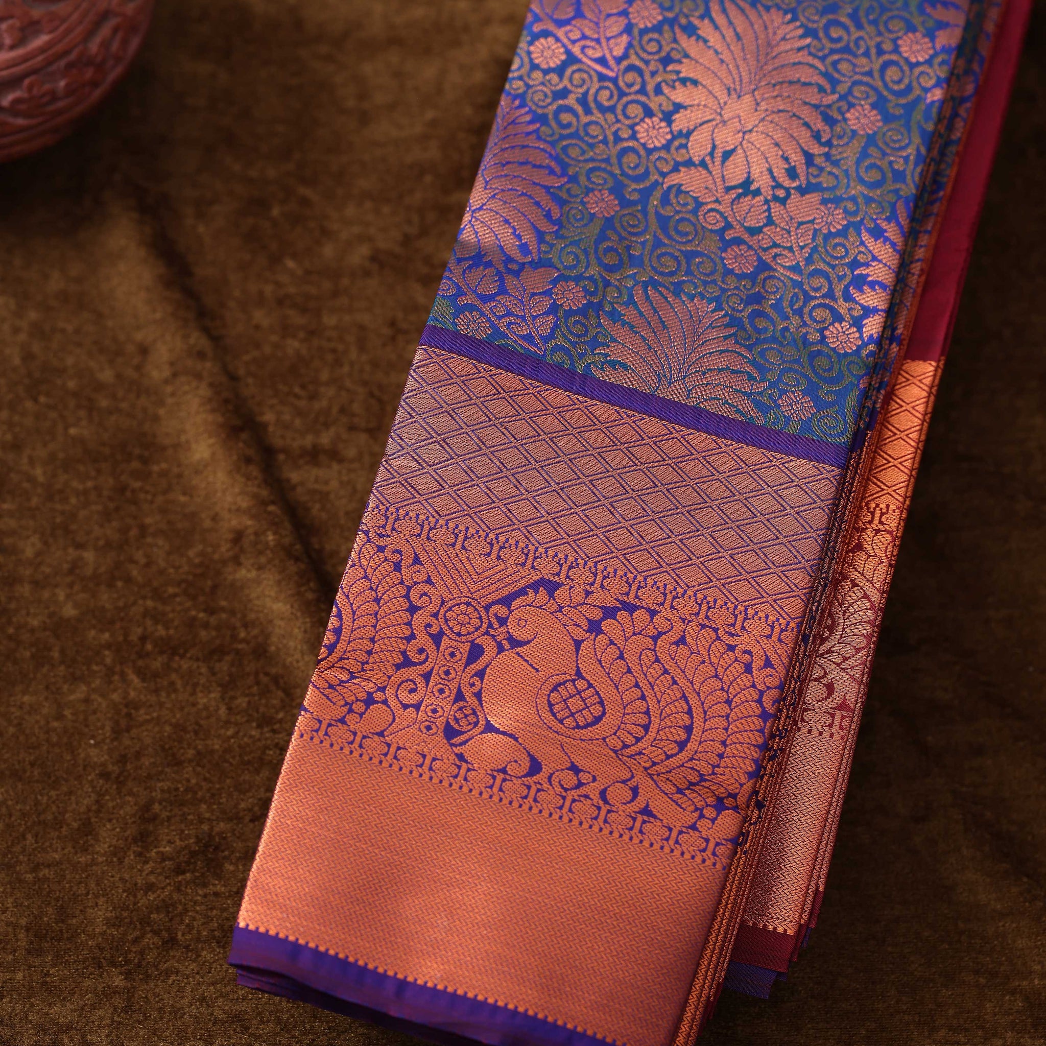 Blue Colour Copper Zari Aparna Saree