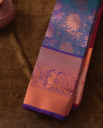 Blue Colour Copper Zari Aparna Saree