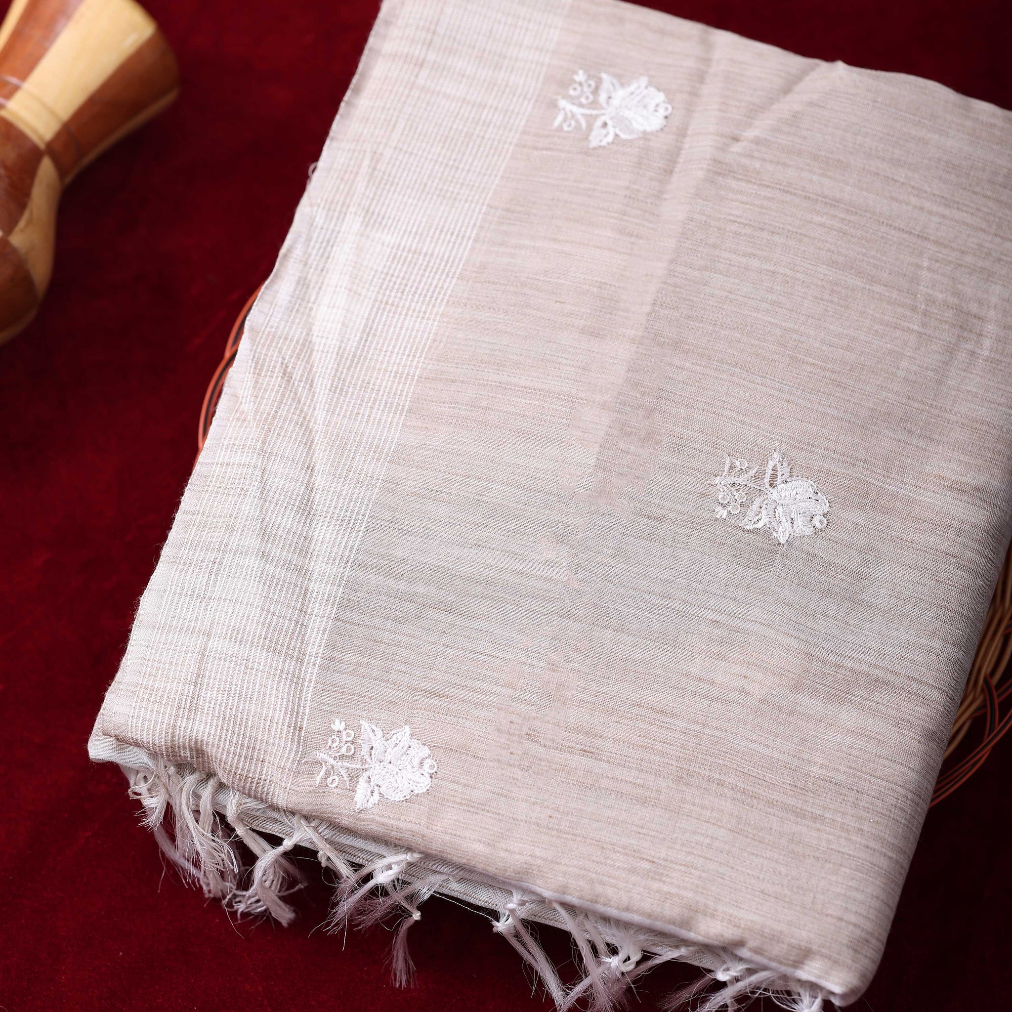 Grey Colour Printed Silk Cotton Saree