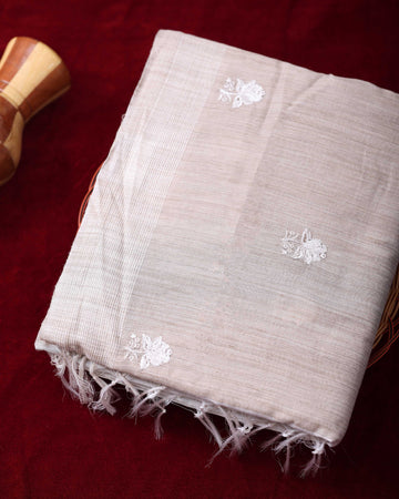 Grey Colour Printed Silk Cotton Saree