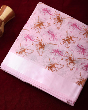 Pink Colour Printed Silk Cotton Saree