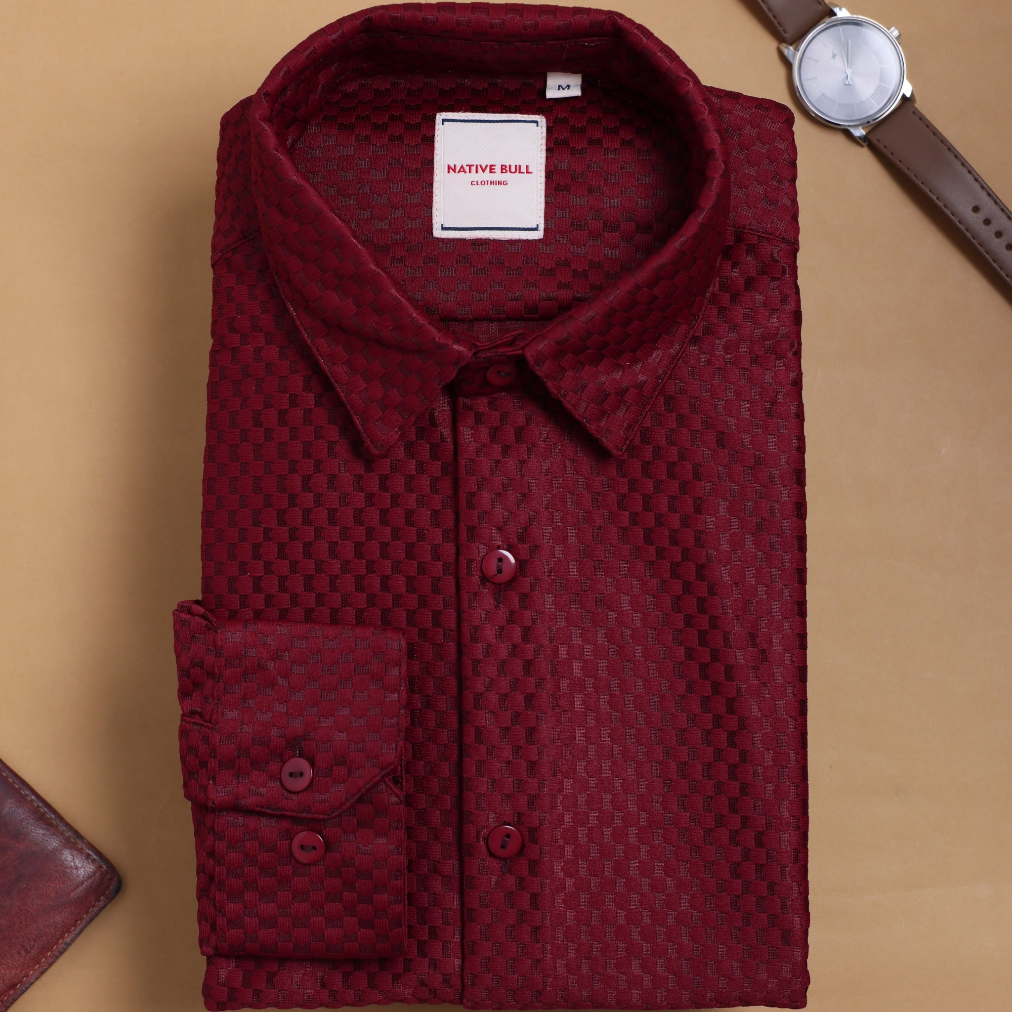 Nativebull maroon colour casual shirt