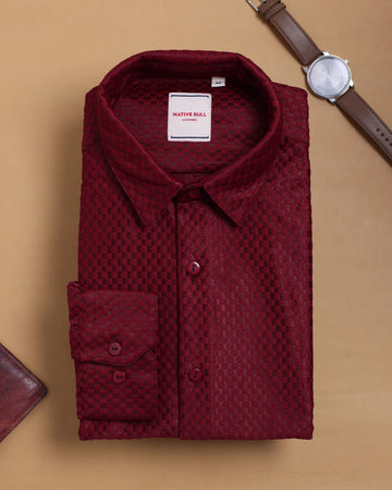 Nativebull maroon colour casual shirt