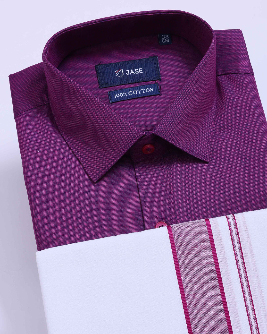 Men's Purple Traditional Regular Fit Shirt & Dhoti Set