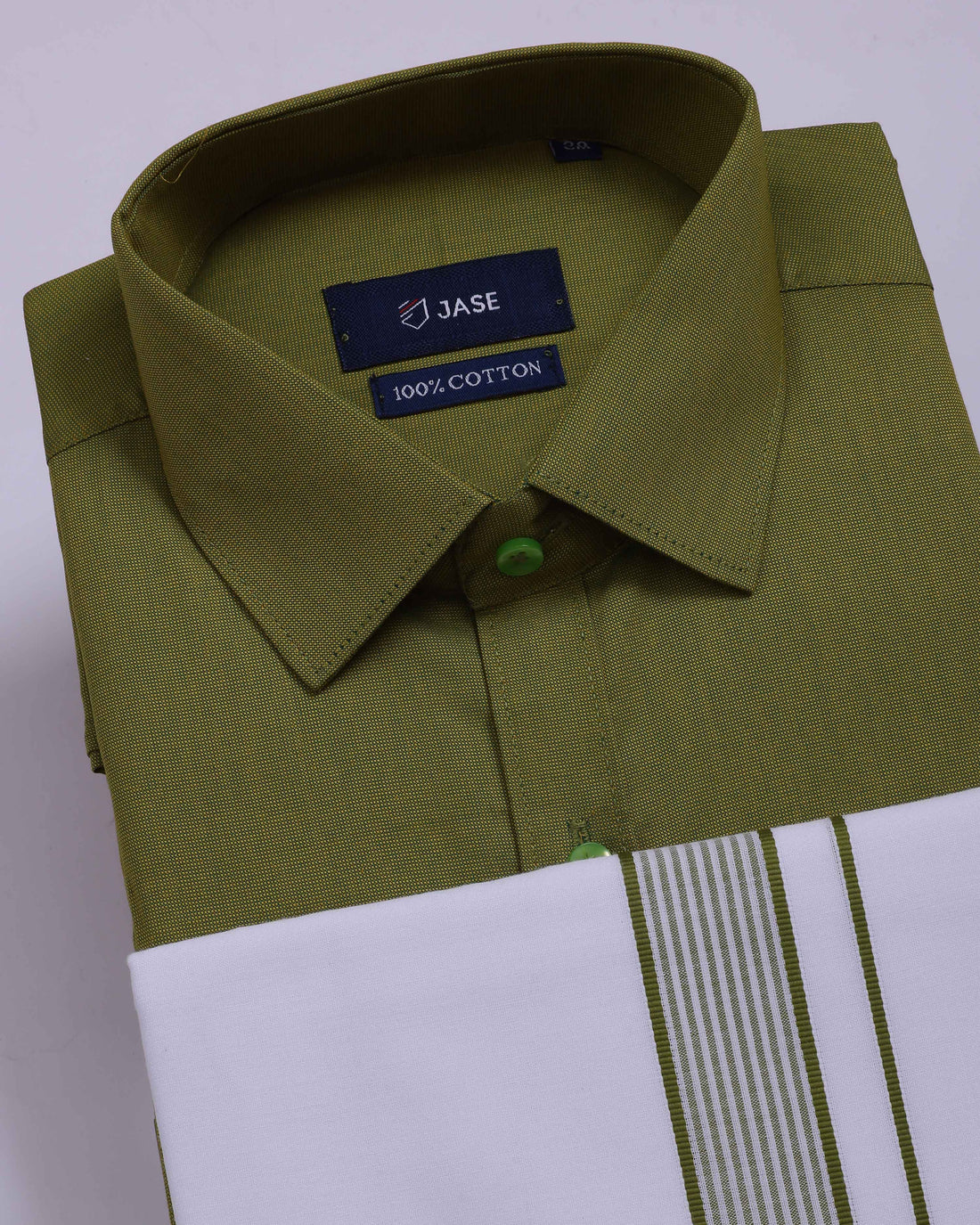 Men's Green Traditional Regular Fit Shirt & Dhoti Set