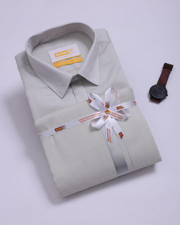 Men's Silver Traditional Regular Fit Shirt & Dhoti Set