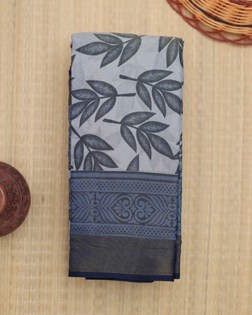 Grey colour printed brasso saree