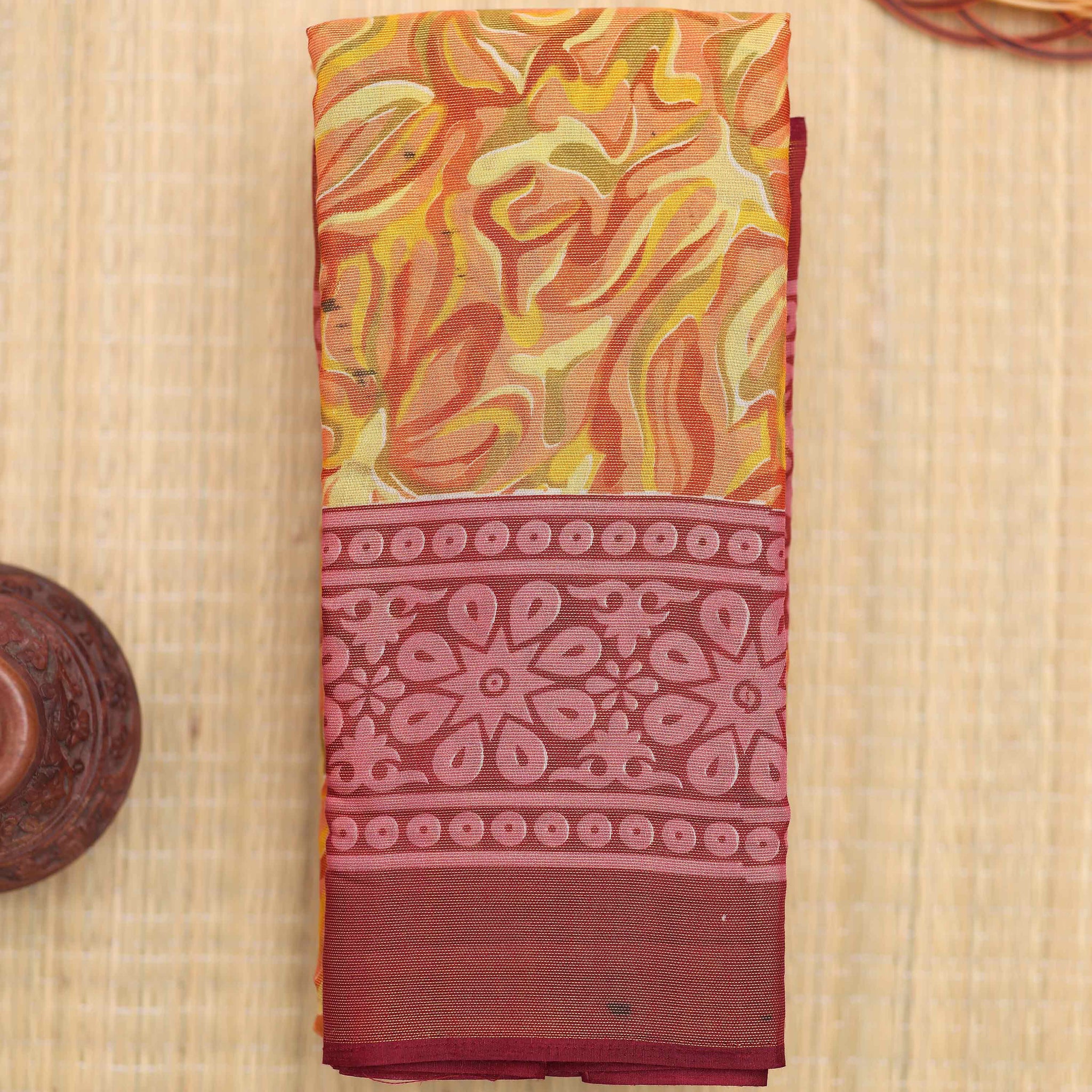 Orange colour brasso saree