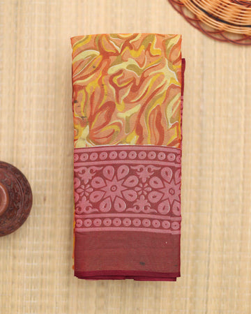 Orange colour brasso saree