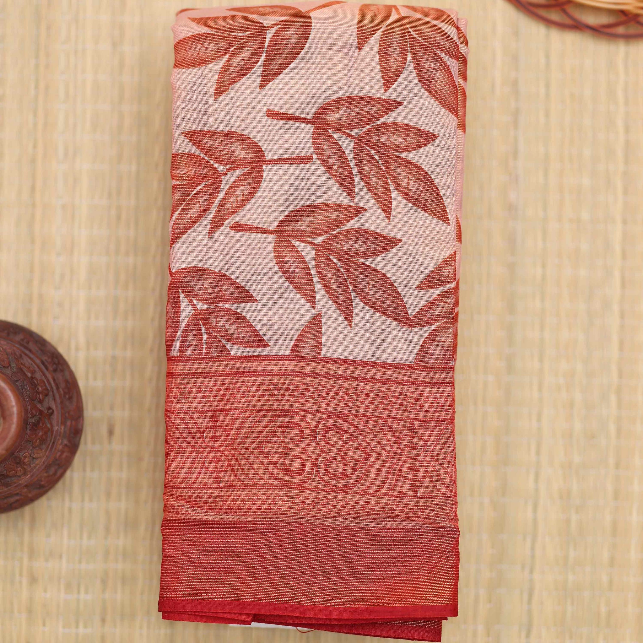 Pink colour Printed brasso saree