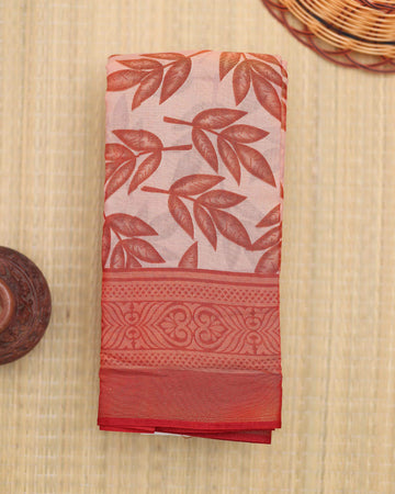 Pink colour Printed brasso saree