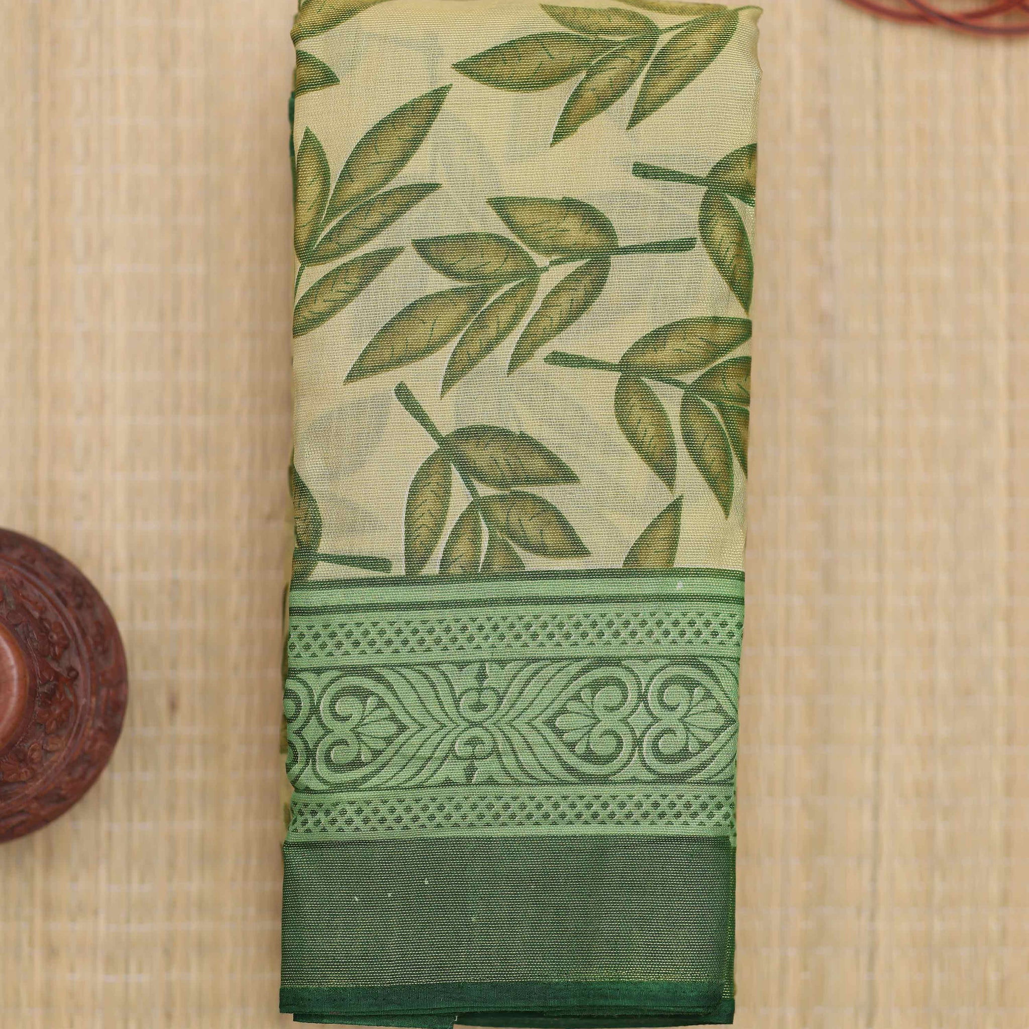 Green colour Printed brasso saree