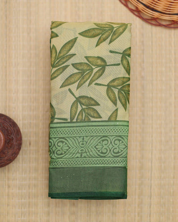 Green colour Printed brasso saree