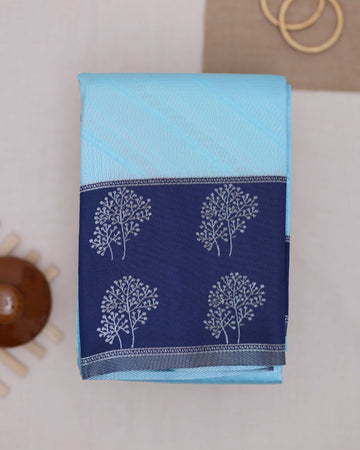 Sky blue color lichi silk saree