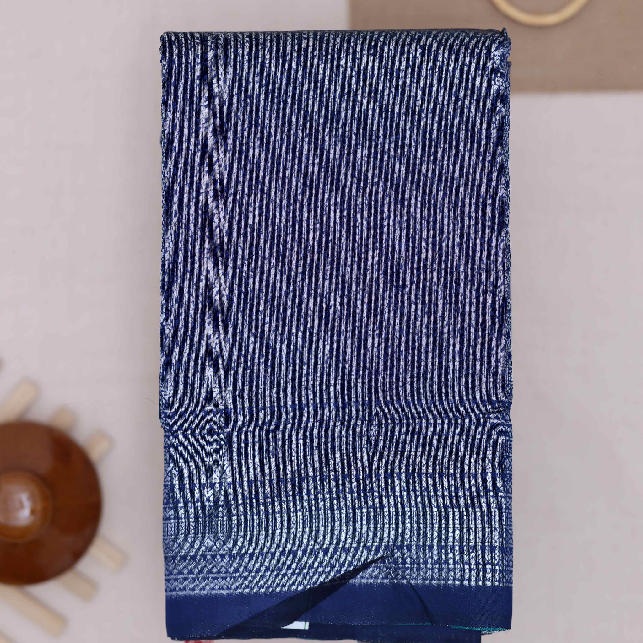 Blue color lichi silk saree