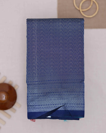 Blue color lichi silk saree