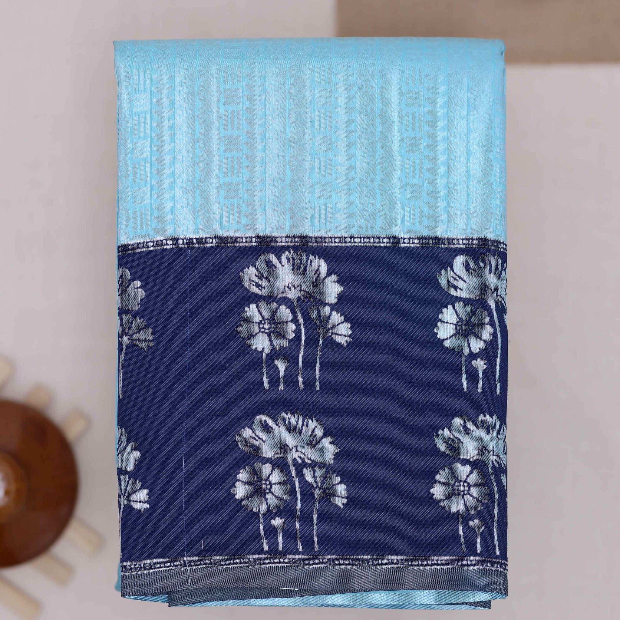 Sky blue color lichi silk saree