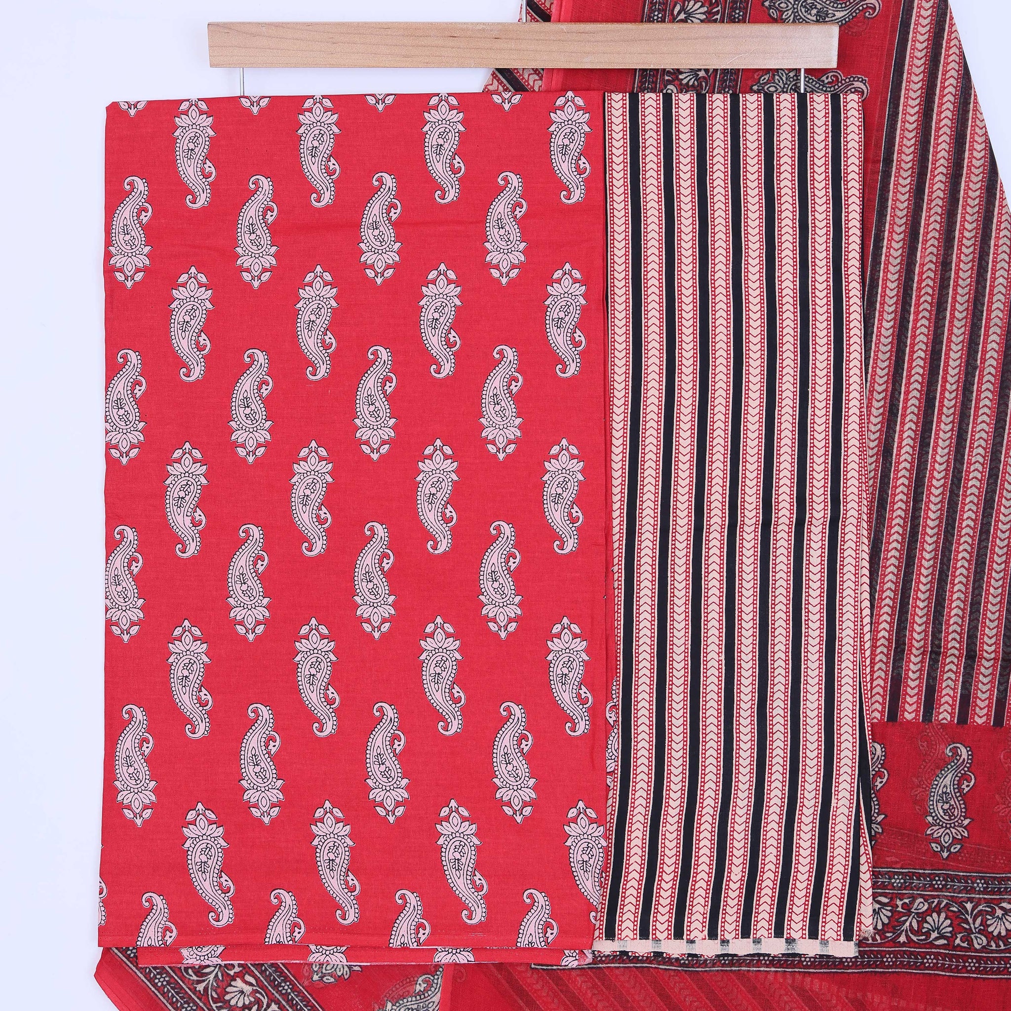 Red Unstitched Salwar Material