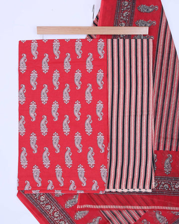 Red Unstitched Salwar Material