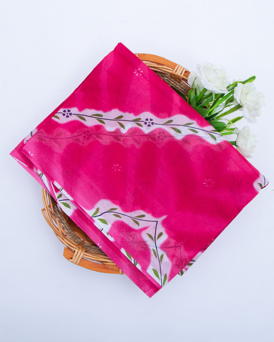 Pink Colour Voile Cotton Saree Without Blouse