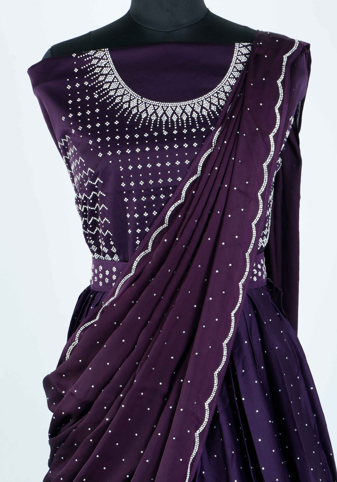 Dark Purple Colour Embroidered Semi - Stitched Bridal Wedding Lehenga