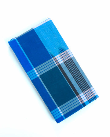 999 Brand Blue Checkered 2.10 m Stitched Lungi