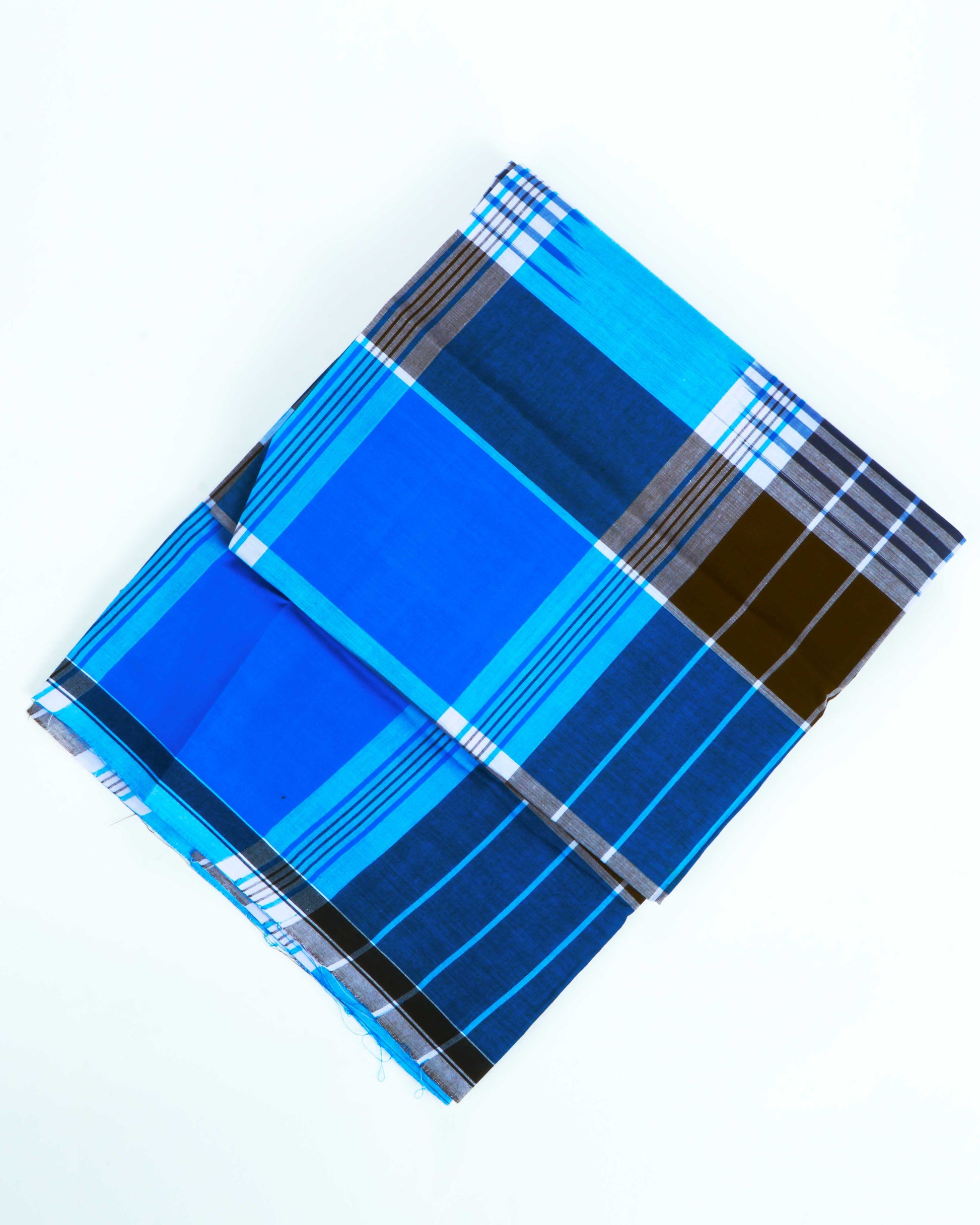 Buy 999 Brand Blue Checkered 2.10 m Stitched Lungi