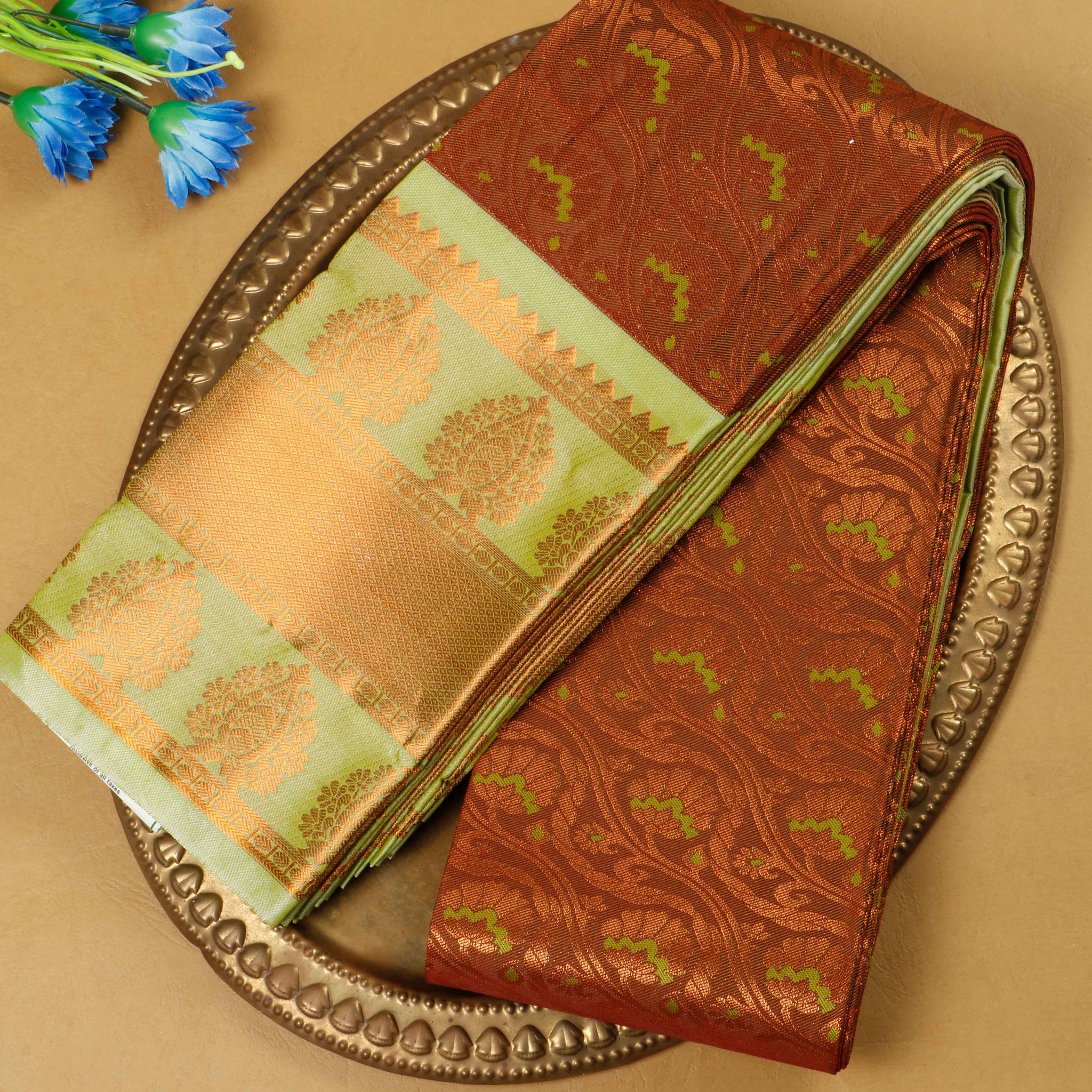 Brown Colour Printed Premium Silk Saree