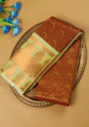 Brown Colour Printed Premium Silk Saree