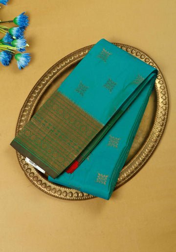 Teal Colour Printed Premium Silk Saree