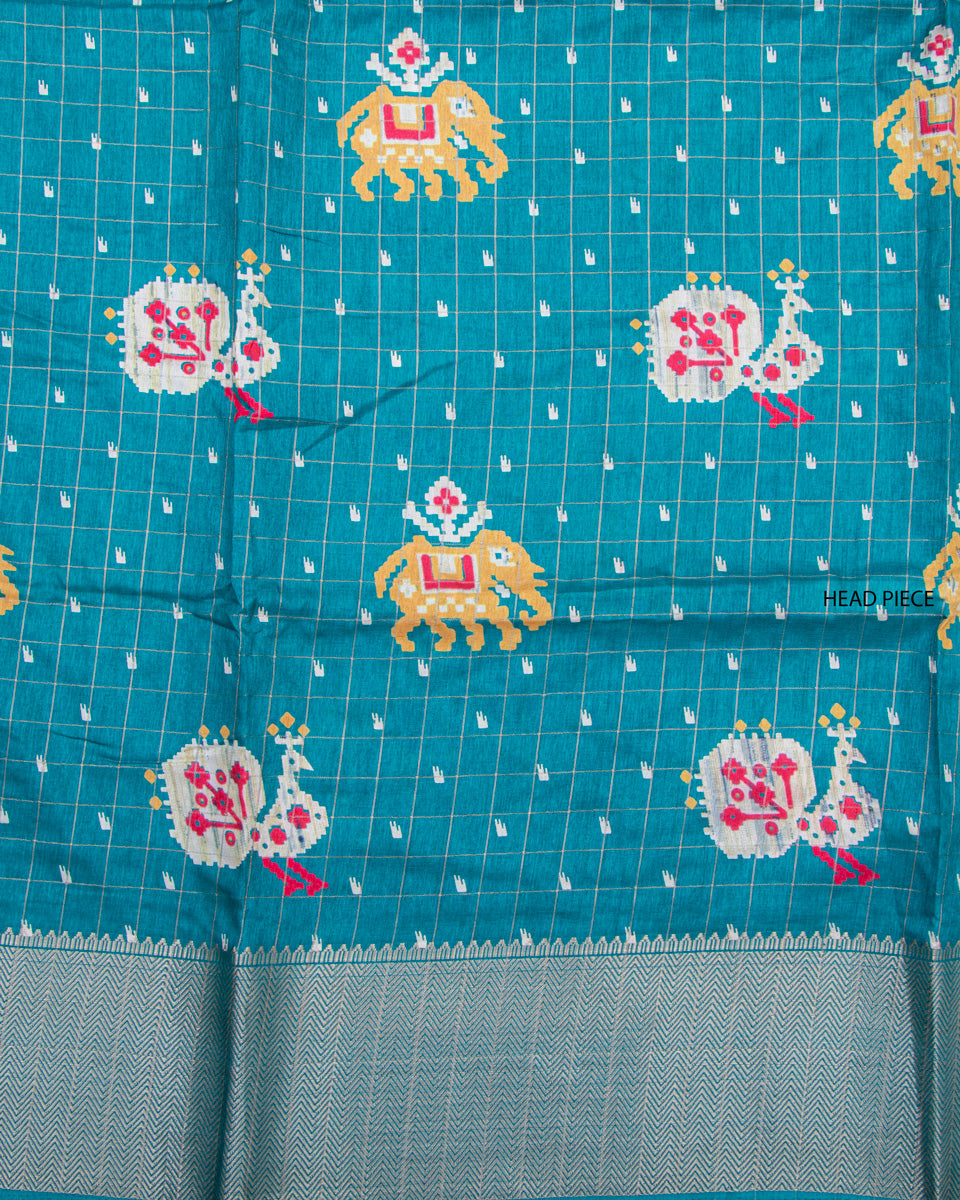 Turquoise Blue Color Dola Saree - DO 128