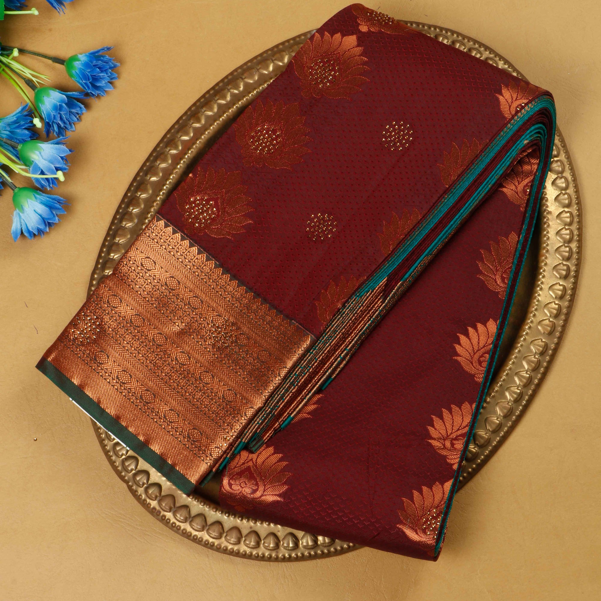 Maroon Colour Printed Premium Silk Saree