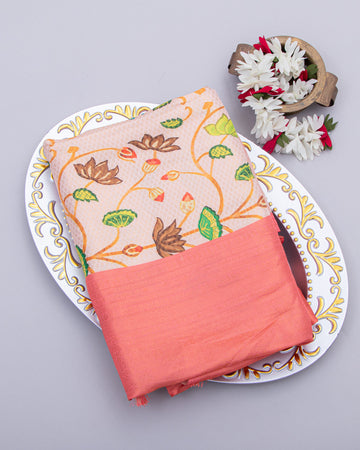 Peach Colour Soft Silk Saree