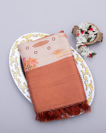 Copper Colour Soft Silk Saree