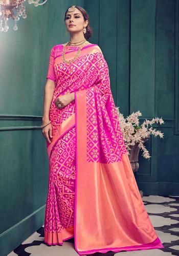 Magenta Colour Fancy Silk Saree