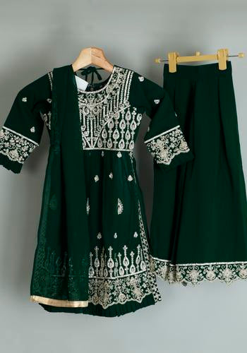 Green Colour Girls Salwar Readymade Set