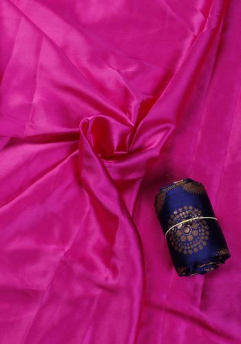 Magenta Colour Satin Saree With Printed Blouse Piece