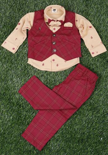 Maroon Colour Boys Suit