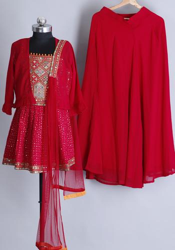 Maroon Colour Embroidered Kids Choli