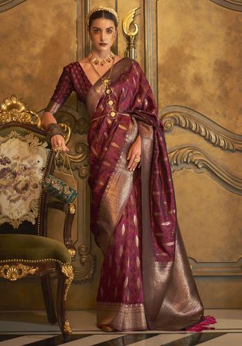 Maroon Colour Printed Fancy Silk Saree one