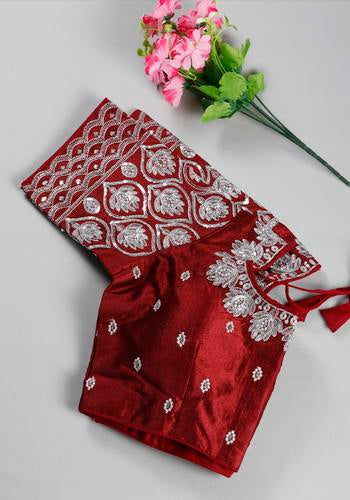 Maroon Colour Readymade Blouse With Silver Thread Work (Free Size)