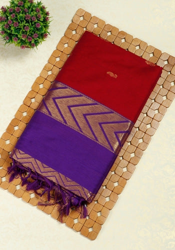 Maroon With Violet Kalyani Cotton Saree