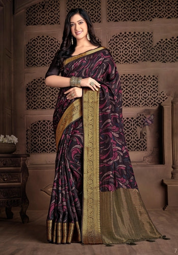 Multi Colour Handloom Silk Saree Design Two