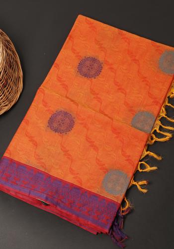 Orange Colour Handloom Saree 1