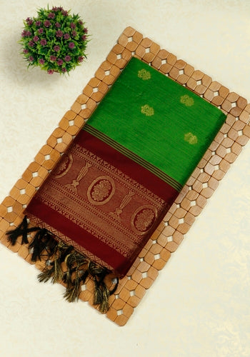 Parrot Green Kalyani Cotton Saree