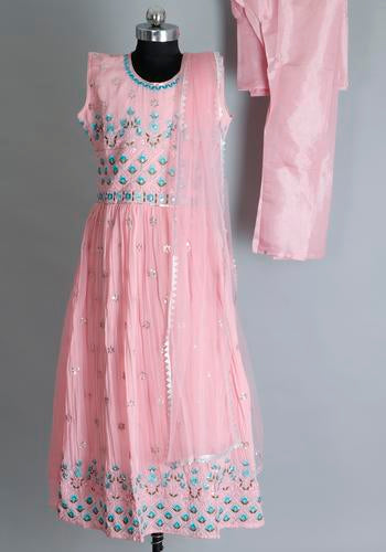 Pink Colour Girls Salwar Readymade Set