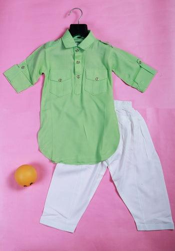 Pista Green Colour Kurta Set