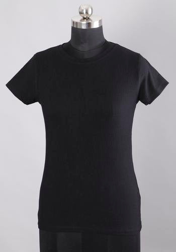 Round Neck Black Colour Women's T-Shirt